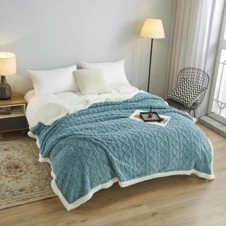 Patura tricot cu blanita, 200x230cm, albastru