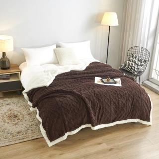 Patura tricot cu blanita, 200x230cm, maron