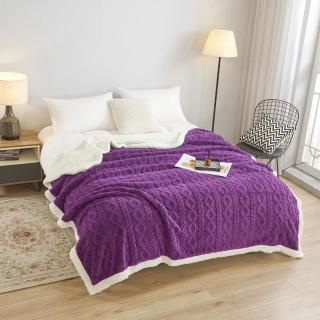 Patura tricot cu blanita, 200x230cm, mov