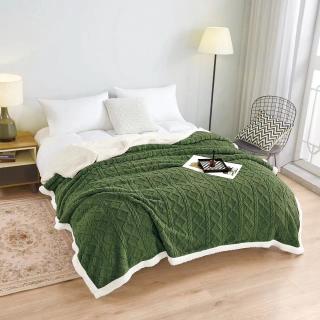 Patura tricot cu blanita, 200x230cm, verde
