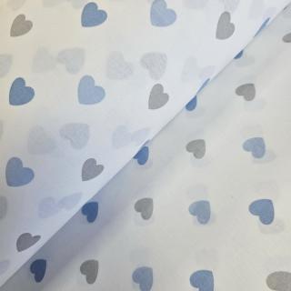 Ranforce alb cu inimioare bleu si gri