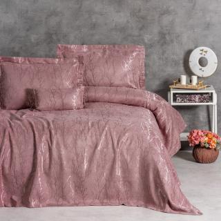 Set cuvertura lux jacquard, Cotton Box, Dalya - Dusty Rose