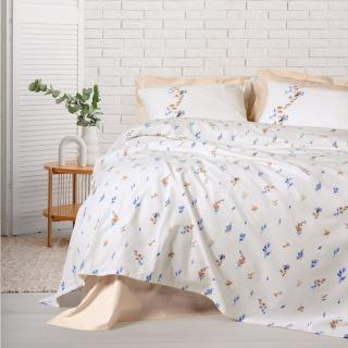Set pique lenjerie si cuvertura, bumbac 100%, Cotton Box, Feliz - Salmon