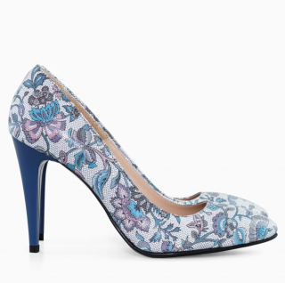 Pantofi eleganti dama Marie piele naturala, imprimeu floral