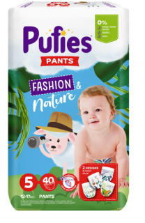 Scutece-chilotel Pufies FashionNature Junior, Marimea 5, 12-17 kg, 40 buc