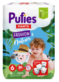 Scutece-chilotel Pufies FashionNature Junior, Marimea 6, 15 kg+ , 36 buc