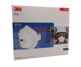 SET 10 BUC - Masca FFP3 respiratorie cu supapa 3M,   Aura,   9332+ Cool Flow,