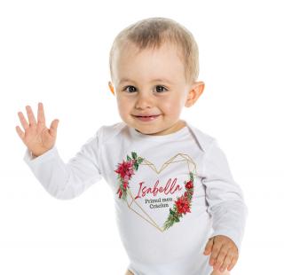 Body bebe personalizat din bumbac cu nume si Primul meu Craciun