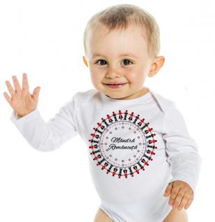 Body bebe personalizat din bumbac, motiv traditional, Mandra Romancuta