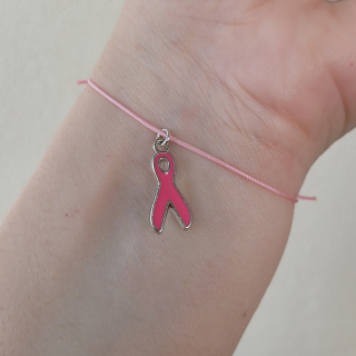 Bratara cu fundita roz, cancer awareness, cu snur ajustabil simplu