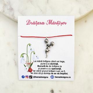 Bratara Martisor cu charm cheerleader si snur rosu ajustabil