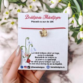 Bratara Martisor cu charm fluturas placat cu aur de 18K