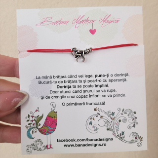 Bratara Martisor cu charm maimuta,  cu snur ajustabil