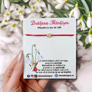 Bratara Martisor cu coronita delicata placata cu aur de 18K
