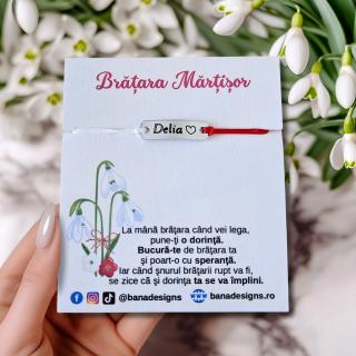 Bratara Martisor personalizata cu nume gravat pe placuta de aluminiu