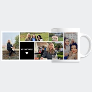 Cana personalizata cu 5 fotografii si mesaj   La multi ani   - Cadoul perfect pentru orice ocazie