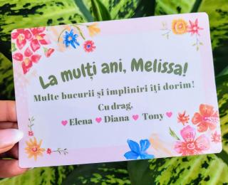 Felicitare aniversare florala pentru zi de nastere, La multi ani, personalizata