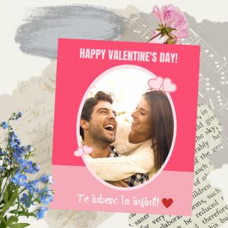 Felicitare Happy Valentine s Day cu fotografie si mesaj, pentru ziua indragostitilor