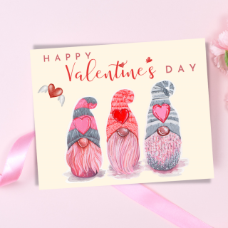 Felicitare Happy Valentine s Day cu gnomi, pentru ziua indragostitilor