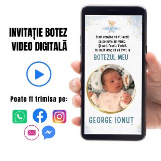 Invitatie botez, invitatie video digitala botez pentru baietel