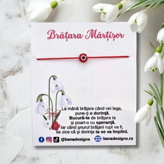 Set de 10 Bratari Martisor cu ochi protector rosu si snur rosu ajustabil