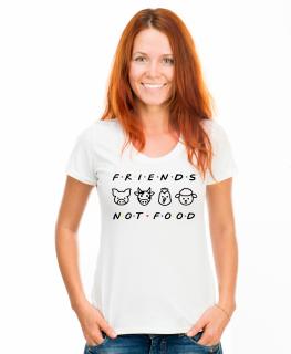 Tricou alb, personalizat Friends not Food, pentru vegani, vegetarieni