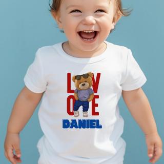 Tricou baiat personalizat cu nume si ursulet, cadou pentru baiatel