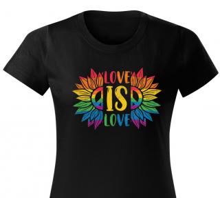 Tricou Love is Love, tricou LGBT pride, din bumbac negru, dama
