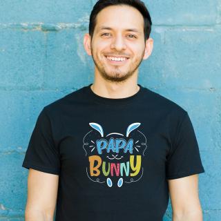 Tricou Papa Bunny, pentru tata, cu design de Paste, din bumbac negru