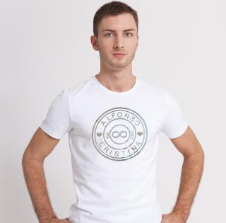 Tricou pentru cuplu personalizat cu numele partenerilor si anul relatiei, design stampila rotunda