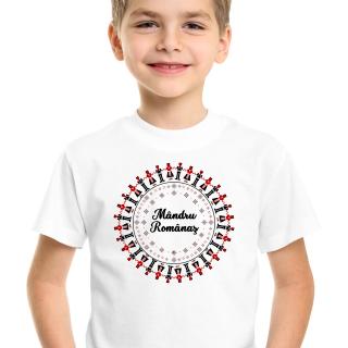 Tricou personalizat pentru copii, model ie Mandru Romanas, cu motiv traditional romanesc