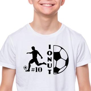 Tricou personalizat pentru copii, pentru pasionatii de fotbal, cu nume si minge de fotbal