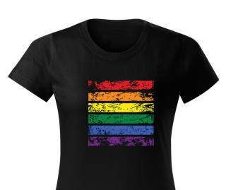 Tricou Rainbow, tricou LGBT pride, din bumbac negru, dama