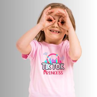 Tricou roz TikTok princess, tricou din bumbac pentru copii