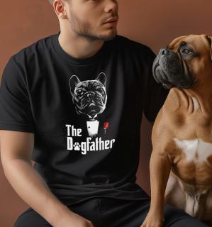 Tricou The Dogfather, din bumbac negru, pentru barbati, cu design buldog