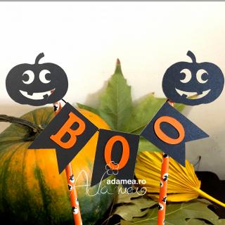 Banner tort de Halloween cu Boo si dovleci