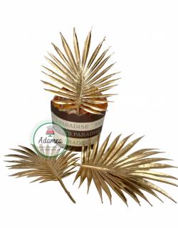 Decor de tort cu 3 frunze de palmier auriu din plastic