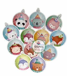 Set 10 toppere de tort cu globuri cu animalute
