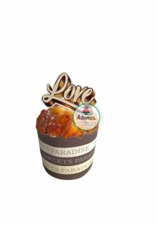 Set 5 toppere de tort cu mini Love scris cu galben tip auriu