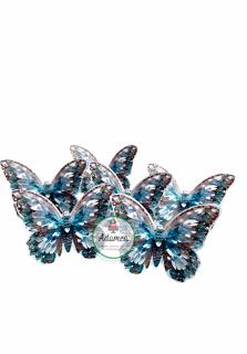 Set 6 toppere de tort cu fluturi bleu tip gheata