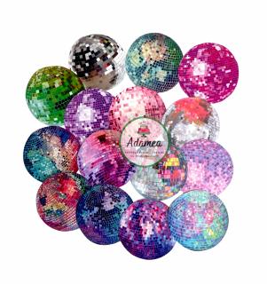 Set de 15 toppere de tort cu globuri DISCO colorate
