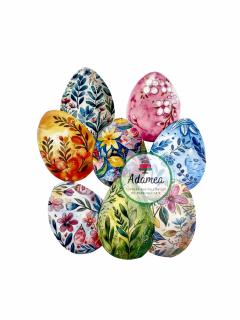 Set de 8 toppere de tort cu oua colorate de Paste