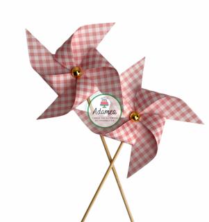 Set de toppere de tort cu 2 moristi rosu cu patratele albe