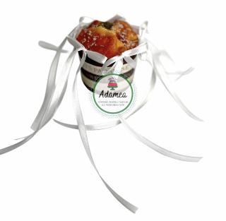 Set de toppere de tort cu 6 fundite din satin alb