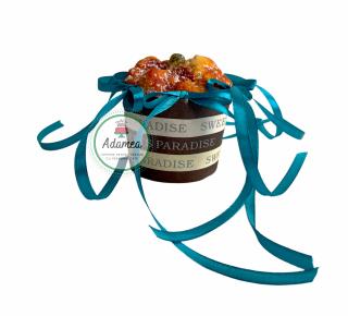 Set de toppere de tort cu 6 fundite din satin albastru