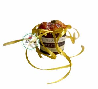 Set de toppere de tort cu 6 fundite din satin galben tip auriu