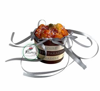 Set de toppere de tort cu 6 fundite din satin gri tip argintiu