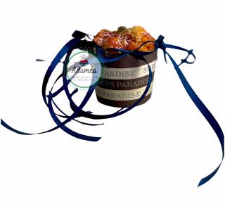 Set de toppere de tort cu 6 fundite din satin indigo