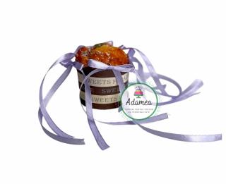 Set de toppere de tort cu 6 fundite din satin mov deschis