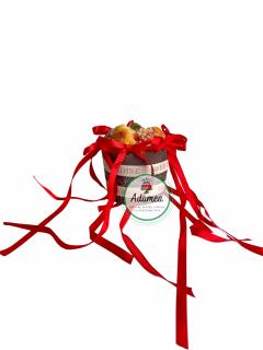 Set de toppere de tort cu 6 fundite din satin rosu
